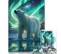 Adult Puzzles Polar Bears Under The Aurora Puzzles for Adults Teens 1000 Pieces,Decompressing Intellectual Educational Toy Secret Santa Gifts 38x26cm