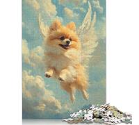 Adult Puzzles Pomeranian Angel Pet Memorial Tribute Angel Dog Wooden Puzzle for Adults And Teenager for Adults Teenagers Age 12+ 1000pcs (75x50cm)