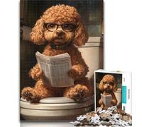 Adult Puzzles Poodle on The Toilet 1000 Piece Jigsaw Puzzle for Adults Teens,Interesting Stress Reduction Parent-child Interaction 50x75cm