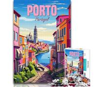 Adult Puzzles Portugal Porto Jigsaws Puzzles 1000 Pieces for Teenagers Gifts,Birthday Gift Idea for Adults, Family Game And Hobby 75x50cm