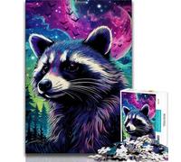 Adult Puzzles Psychedelic Animal Raccoon Jigsaws Puzzles 1000 Pieces for Adults Gifts,Family Game Birthday Gifts.Challenge High Difficulty (26x38cm)