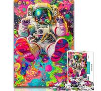 Adult Puzzles Psychedelic Astronaut 1000 Pieces Jigsaw Puzzles For Teens And Adults,Fully Interlocking & Randomly Shaped Pieces 50x75cm