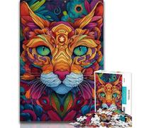 Adult Puzzles Psychedelic Cat Puzzles for Adults Teens 1000 Pieces,Challenging Game for The Whole for Women, Gifts for Men (38x26cm)