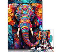Adult Puzzles Psychedelic Elephant 1000 Pieces Jigsaw Puzzles for Adults And Teens,Challenging Difficult with Fully Interlocking Randomly Shaped Pieces 26x38cm
