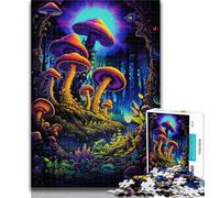 Adult Puzzles Psychedelic Mushroom Forest 1000 Pieces Jigsaw Puzzles for Adults And Teens,Vibrant And Unique Design Relaxing & Challenging Puzzle Experience 50x75cm