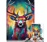 Adult Puzzles Psychedelic Reindeer 1000 Piece Jigsaw Puzzle for Adults Teens,Interesting Stress Reduction Parent-child Interaction 50x75cm