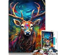 Adult Puzzles Psychedelic Reindeer 1000 Piece Jigsaw Puzzle for Adults Teens,Interesting Stress Reduction Parent-child Interaction 26x38cm
