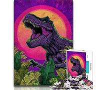 Adult Puzzles Psychedelic Tyrannosaurus Rex Jigsaw Puzzle 1000 Pieces for Adults,Educational Game for Birthday, Chrismas for Ages 14+ (26x38cm)
