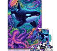 Adult Puzzles Psychedelic Whale 1000 Piece Jigsaw Puzzles for Adults & Teens,Educational Game Challenge Toy for Women And Men 26x38cm