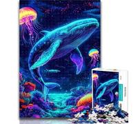 Adult Puzzles Psychedelic Whale 1000 Pieces Jigsaw Puzzles for Adults And Teens,Challenging Difficult with Fully Interlocking Randomly Shaped Pieces 50x75cm