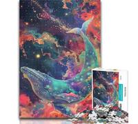 Adult Puzzles Psychedelic Whale in Space Puzzles for Adults Teens 1000 Pieces,Challenging Game for The Whole for Women, Gifts for Men 26x38cm