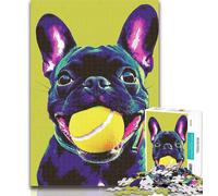 Adult Puzzles Pug Playing Tennis 1000 Piece Jigsaw Puzzle for Adults Teens,Interesting Stress Reduction Parent-child Interaction 26x38cm
