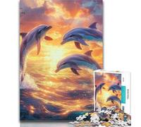 Adult Puzzles Rainbow Dolphin 1000 Piece Jigsaw Puzzles for Adults & Teens,Toys Educational Games Stress Relieving Unique Home Decor And Gifts 26x38cm