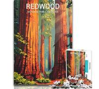 Adult Puzzles Redwood National Park Poster 1000 Piece Jigsaw Puzzles for Teenagers,Train Your Brain And Hands Birthday Present, Gifts 75x50cm