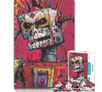 Adult Puzzles Robot in The Style of Basquiat Jigsaw Puzzles 1000 Pieces for Adults Teens,Artistic Wall Decor & Birthday Gift Idea for Friends, Home Office 26x38cm