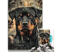 Adult Puzzles Rottweiler Collage Puzzles 1000 Pieces for Adults,Decompressing Intellectual Educational Toy Birthday Present, Gifts 26x38cm