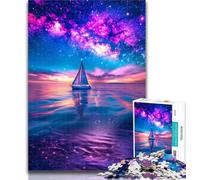 Adult Puzzles Sailboat on The Sea Under The Galaxy 1000 Piece Jigsaw Puzzles for Adults & Teens,Toys Educational Games Stress Relieving Unique Home Decor And Gifts 26x38cm