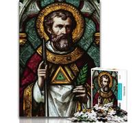 Adult Puzzles Saint A Stained Glass Jigsaws Puzzles 1000 Pieces for Adults Gifts,Family Entertainment Toys Is Ideal As A Gift for The Whole Family (26x38cm)