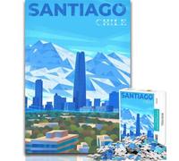 Adult Puzzles Santiago Chile Skyline Jigsaws Puzzles 1000 Pieces for Adults Gifts,Family Game Birthday Gifts.Challenge High Difficulty 26x38cm