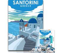 Adult Puzzles Santorini Greece Travel 1000 Piece Jigsaw Puzzles for Teenagers,Train Your Brain And Hands Birthday Present, Gifts 75x50cm