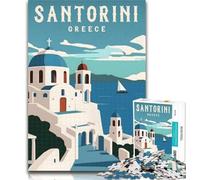 Adult Puzzles Santorini Greece Travel 1000 Piece Jigsaw Puzzles for Teenagers,Train Your Brain And Hands Birthday Present, Gifts 26x38cm