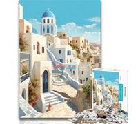 Adult Puzzles Santorini Greece Travel 1000 Pieces Jigsaw Puzzles For Teens And Adults,Educational Games Home Decoration Deal As Gifts for The Whole Family 26x38cm