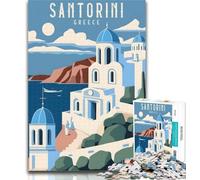 Adult Puzzles Santorini Greece Travel Jigsaw Puzzles for Adults 1000 Piece,Decompressing Intellectual Educational Toy Secret Santa Gifts 26x38cm