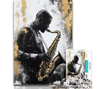 Adult Puzzles Saxophone Oil Painting 1000 Piece Jigsaw Puzzles,Vibrant And Unique Design Relaxing & Challenging Puzzle Experience 50x75cm