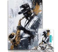 Adult Puzzles Saxophone Oil Painting 1000 Pieces Jigsaw Puzzles For Teens And Adults,Fully Interlocking & Randomly Shaped Pieces 50x75cm