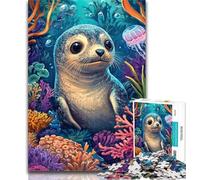 Adult Puzzles Sea Seal Jigsaw Puzzle 1000 Pieces for Adults,Fun Activity for Home, Rainy Days Toys, Birthday Gifts 50x75cm