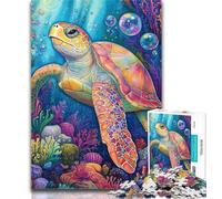 Adult Puzzles Sea Turtles Adult Jigsaws 1000 Pieces Difficult,Charcoal Art Staycation Kill Time for Home Decoration 26x38cm