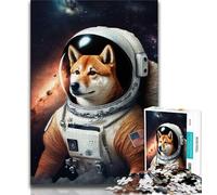 Adult Puzzles Shiba Inu Astronaut Jigsaw Puzzles for Teenagers,Family Game Stress Reliever Difficult Challenge Secret Santa Gifts (26x38cm)