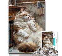 Adult Puzzles Sleeping Cat 1000 Pieces Jigsaw Puzzles For Teens And Adults,Fully Interlocking & Randomly Shaped Pieces 26x38cm