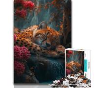 Adult Puzzles Sleeping Leopard 1000 Pieces Jigsaw Puzzles for Adults And Teens,for Educational Game Challenge Toy Artists Collection, Fine Art (38x26cm)