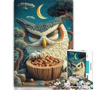 Adult Puzzles Sleeping Owl Adult Jigsaws 1000 Pieces Difficult,Charcoal Art Staycation Kill Time for Home Decoration 50x75cm