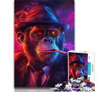 Adult Puzzles Smoky Chimpanzee Jigsaws Puzzles 1000 Pieces for Teenagers Gifts,Educational Game Challenge Toy for Women And Men 50x75cm