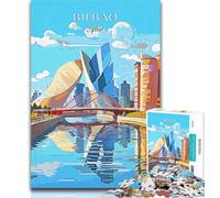 Adult Puzzles Spain Bilbao Travel 1000 Piece Jigsaw Puzzles for Teenagers Gifts,Artists Collection, Fine Art for Age 14 Years Up 26x38cm