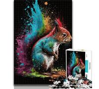 Adult Puzzles Squirrel Colourful Adult Jigsaws 1000 Pieces Difficult,Charcoal Art Staycation Kill Time for Home Decoration 50x75cm
