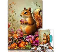 Adult Puzzles Squirrel Flowers Puzzles for Teenagers 1000 Pieces,Decompressing Intellectual Educational Toy Great Gifts And Toys 26x38cm