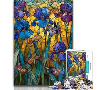 Adult Puzzles Stained Glass Flowers Jigsaw Puzzles 1000 Pieces for Adults Teens,Artists Collection, Fine Art for Age 14 Years Up (50x75cm)