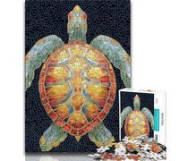 Adult Puzzles Stained Glass Turtle Jigsaw Puzzle 1000 Pieces for Adults,Fun Activity for Home, Rainy Days Toys, Birthday Gifts (50x75cm)