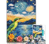 Adult Puzzles Starry Night Hummingbird 1000 Pieces Jigsaw Puzzles For Teens And Adults,Fully Interlocking & Randomly Shaped Pieces 50x75cm