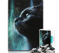Adult Puzzles Starry Sky Black Cat 1000 Piece Jigsaw Puzzles for Adults & Teens,Educational Game Challenge Toy for Women And Men 26x38cm