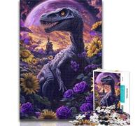 Adult Puzzles Sunflower Dinosaur 1000 Pieces Jigsaw Puzzles for Adults And Teens,for Educational Game Challenge Toy Artists Collection, Fine Art 50x75cm