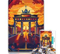 Adult Puzzles Sunset at The Berlin Gate Jigsaw Puzzles for Teenagers,Family Game Stress Reliever Difficult Challenge Secret Santa Gifts 75x50cm