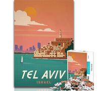 Adult Puzzles Tel Aviv Jigsaw Puzzles for Adults 1000 Piece,Decompressing Intellectual Educational Toy Secret Santa Gifts 26x38cm