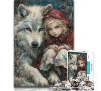 Adult Puzzles The Wolf And The Girl 1000 Pieces Jigsaw Puzzles for Adults And Teens,Vibrant And Unique Design Relaxing & Challenging Puzzle Experience 26x38cm