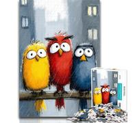 Adult Puzzles Three Birds Adult Jigsaws 1000 Pieces Difficult,Charcoal Art Staycation Kill Time for Home Decoration 50x75cm