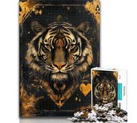 Adult Puzzles Tiger Poker 1000 Pieces Jigsaw Puzzle for Adults& Teens,Family Game Birthday Gifts.Challenge High Difficulty 50x75cm