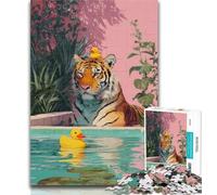 Adult Puzzles Tiger Taking A Bath Puzzles 1000 Pieces for Adults,Decompressing Intellectual Educational Toy Birthday Present, Gifts 26x38cm